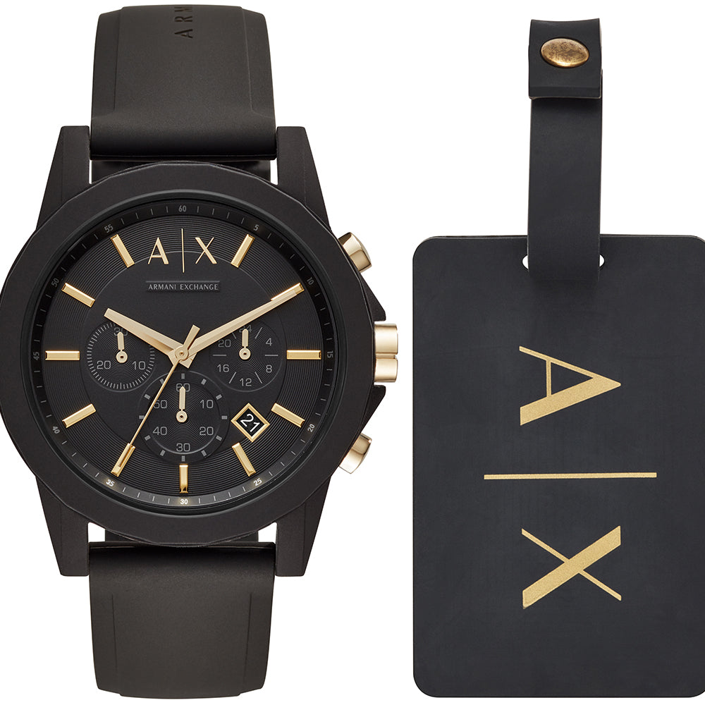 Relógio Ax-Armani Exchange Outerbanks Masculino Crono Silicone