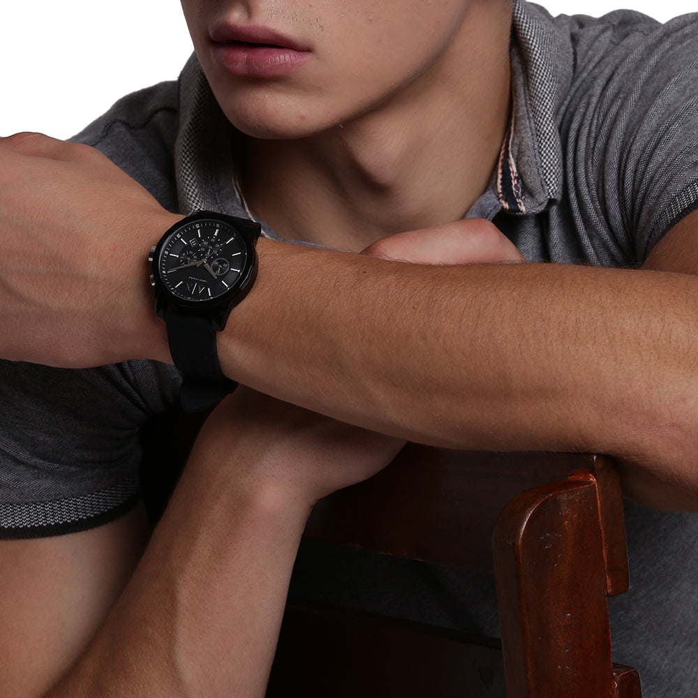 Relógio Ax-Armani Exchange Outerbanks Masculino Crono Silicone
